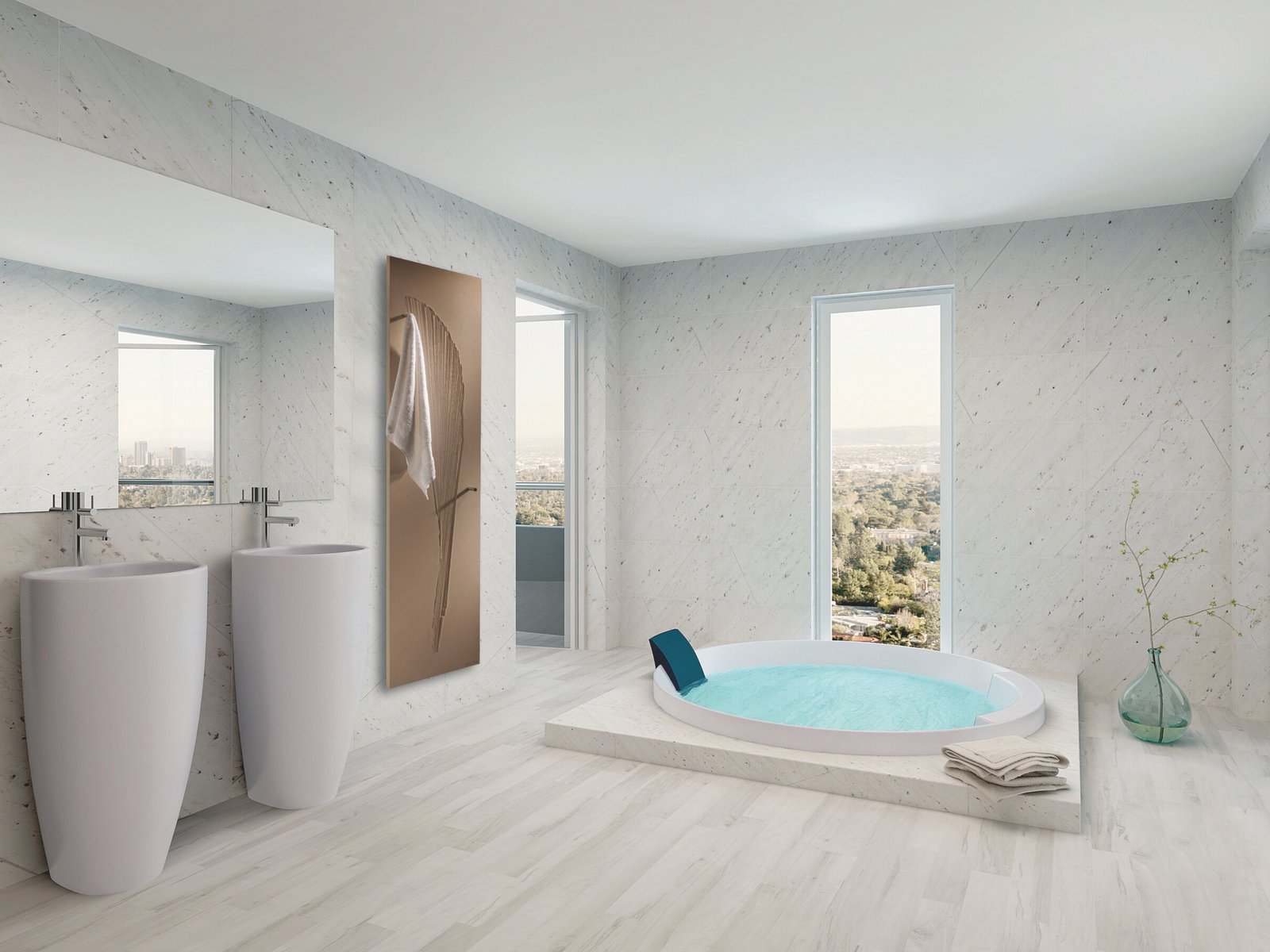 Pure clean white bathroom interior with bathtub